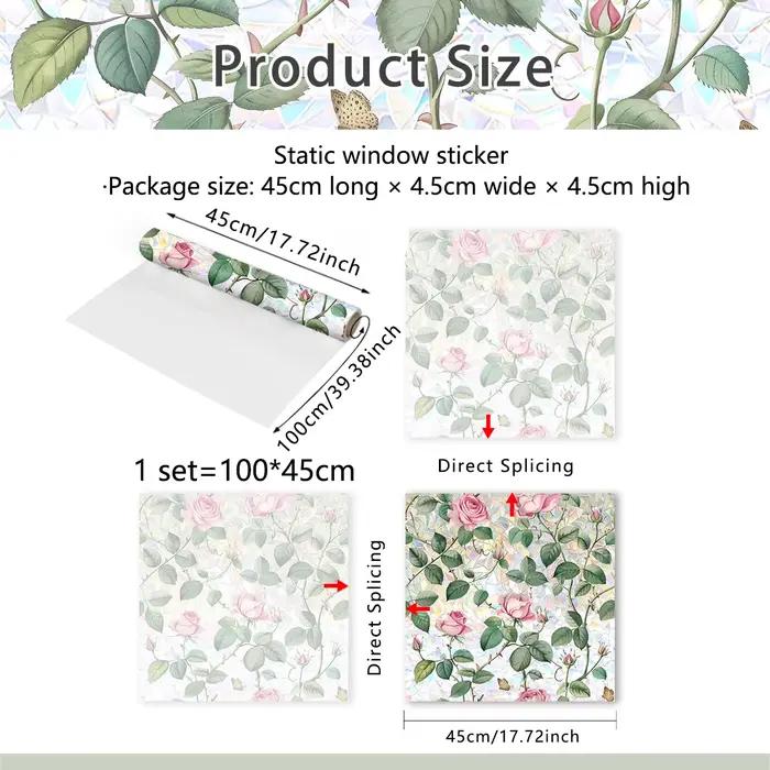 Autocollants électrostatiques colorés pour fenêtres, design floral, pour vitres de présentoirs, déco