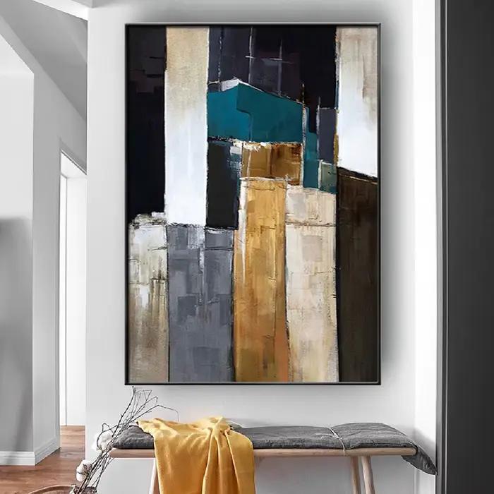 Peinture à l'huile de lignes abstraites peintes à la main, Palette de spatules à huile modernes et é