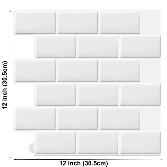 Papier peint vinyle auto-adhésif Vividtiles grand format 12*12 pouces, effet 3D de carreaux de métro