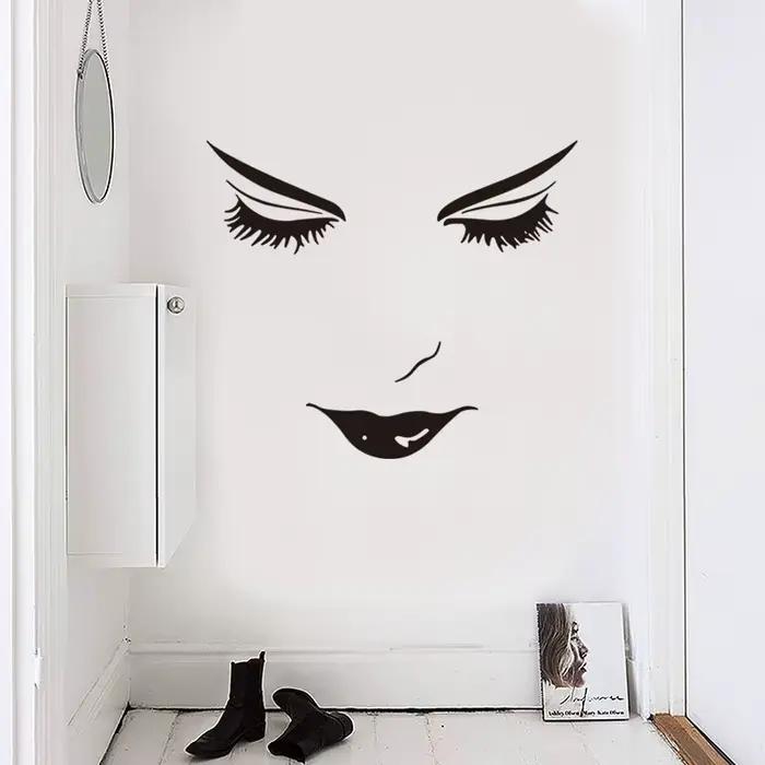 Autocollants muraux pour le visage, pour chambre de filles, décoration de salon, autocollants d'art 