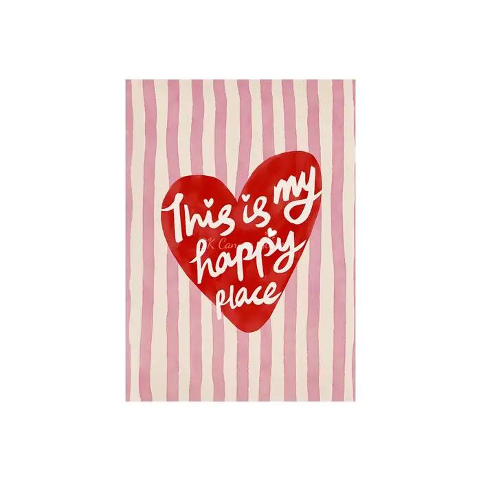 Affiche imprimée sur toile avec citation en forme de cœur «This Is My Happy Place», imprimés d'art m