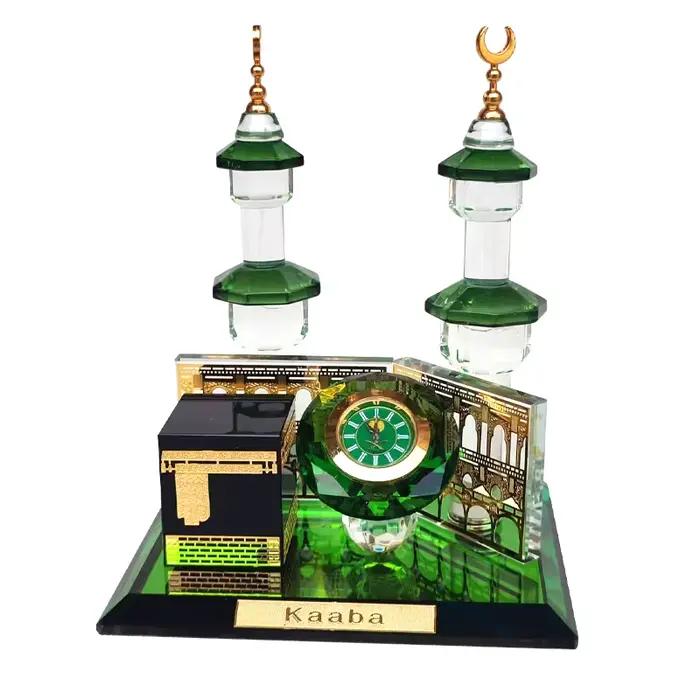 Maquette de la Tour de l'Horloge de la Kaaba en Cristal, Pièce Maîtresse Musulmane, Artisanat d'Arch