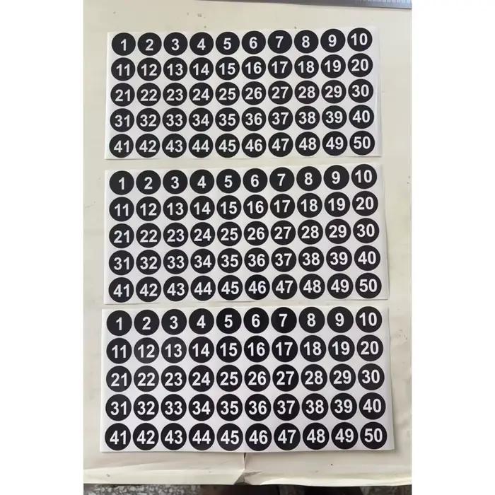 3 autocollants numérotés, autocollants numéros 1-50, 3 feuilles d'étiquettes numérotées rondes, pour