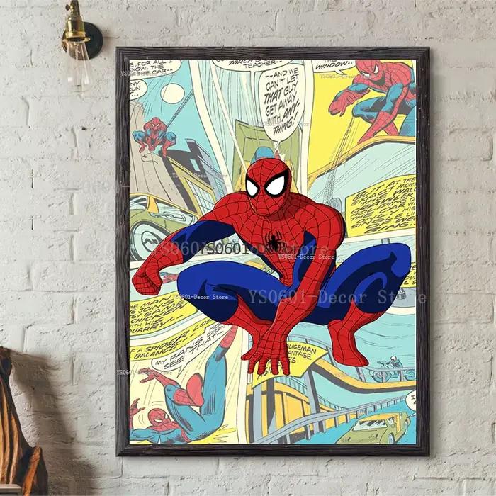 Affiches de bande dessinée Marvel Spiderman, Avengers, Ironman, Thor, Captain America, peinture sur 