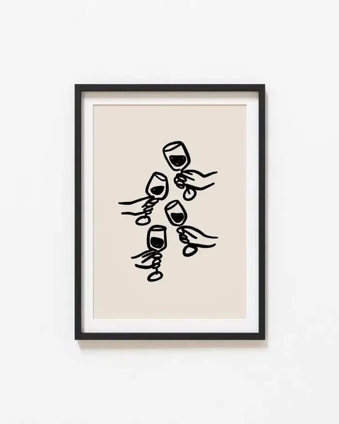 Verre à vin alcool affiche verre à vin alcool abstrait toile impression affiche mur Art décoration p