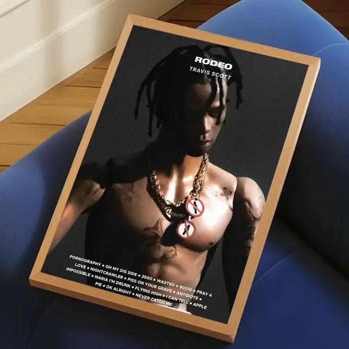 Affiche murale sur toile avec calligraphie du célèbre rappeur T-Travis Scott pour salon, chambre et 
