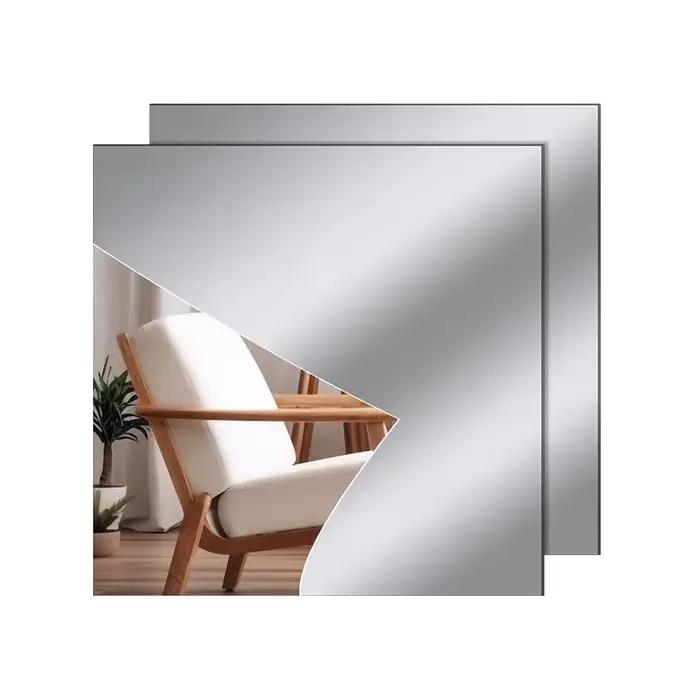 Autocollant mural miroir 3D en acrylique, carré, 2mm, pour chambre à coucher, salon, décoration de l