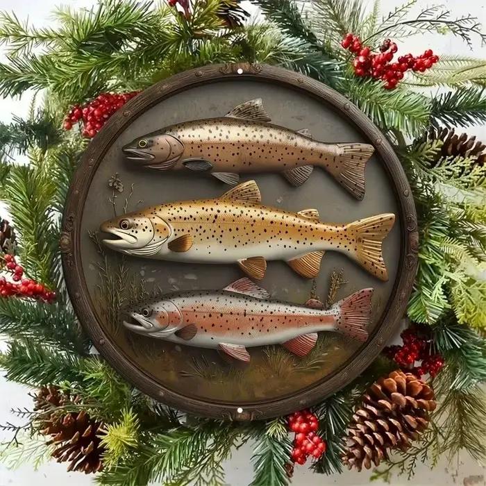 Art mural de poisson en métal robuste, décor de logo 2D pour maison, garage, bar, café, chambre à co