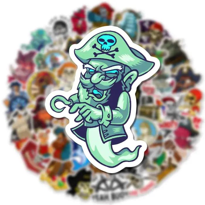 Autocollants de dessin animé Pirate, 50 pièces, autocollants Graffiti, jouet classique pour enfants,