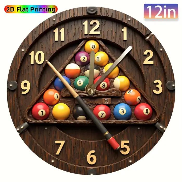 Horloge murale en acrylique silencieuse au design boule de billard - Décoration d'intérieur moderne 
