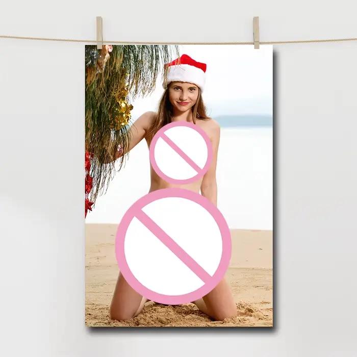 Peinture sur toile de Noël pour fille, art mural contemporain, affiches et impressions décoratives p