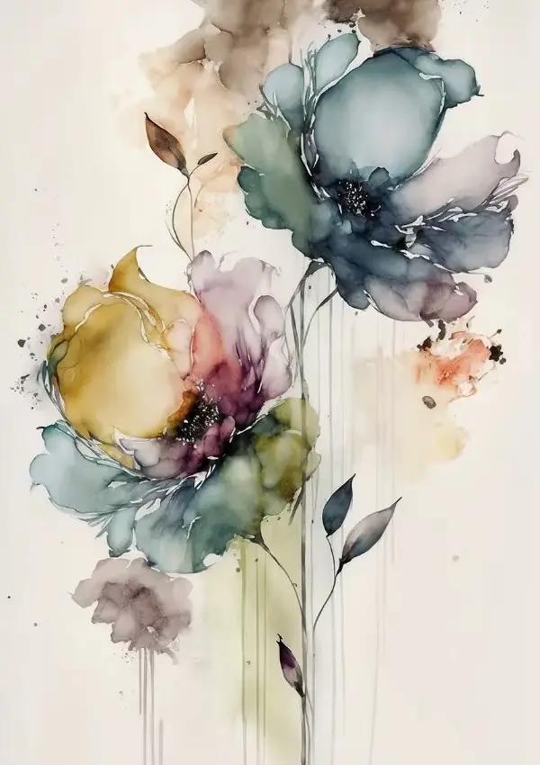 Affiche d'interconnexion romantique de couple et de fleurs, convocation d'amour, peinture sur toile,
