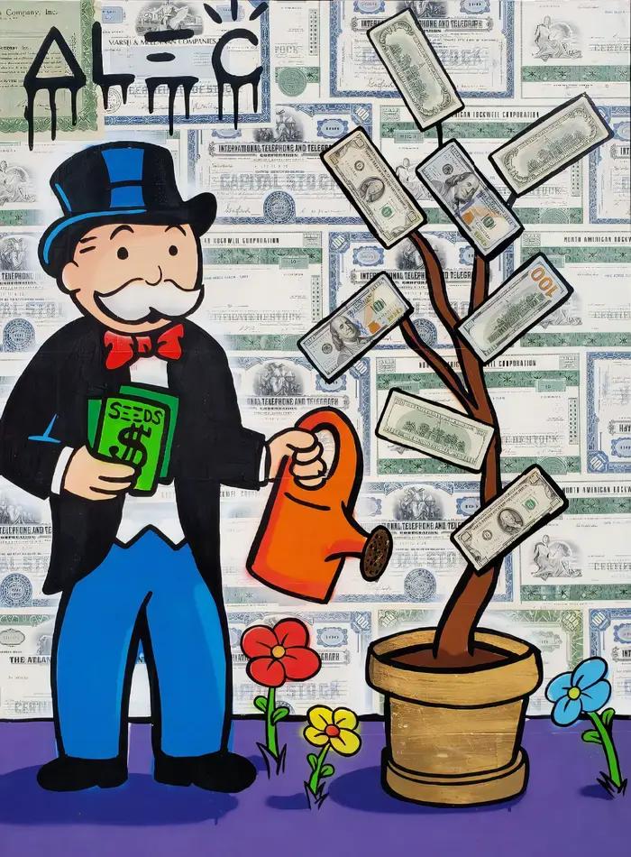 Mode Alec monopole millionnaire argent toile peinture moderne rue Graffiti affiche murale imprime ch