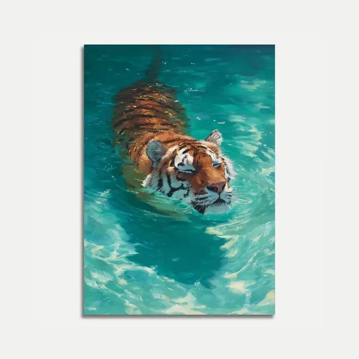 Impression murale de tigre – Téléchargement numérique Peinture de la faune – Affiche de tigre majest