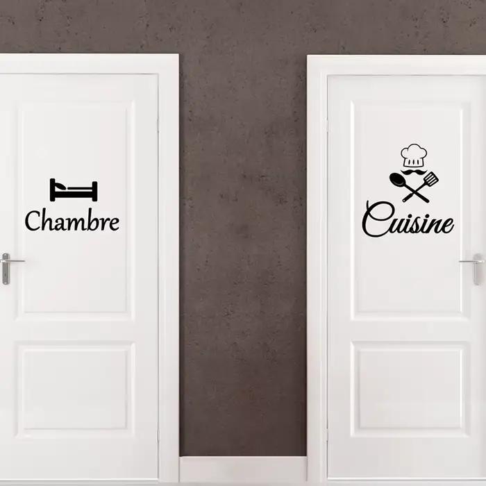 Autocollant de porte de Cuisine et de Chambre française, autocollant de Cuisine, chambre à coucher, 