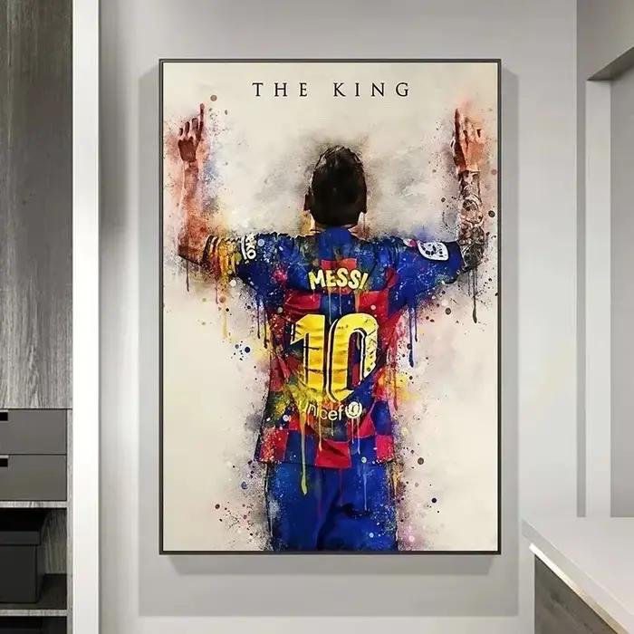 Affiche étoile de football Messi, peinture décorative, Fans d'art mural moderne pour la maison, déco