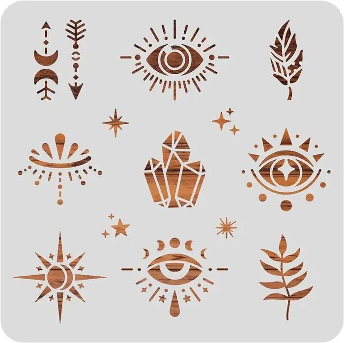 Galets en plastique aux yeux maléfiques, 12x12 pouces, modèle de peinture sur le thème mystique pour