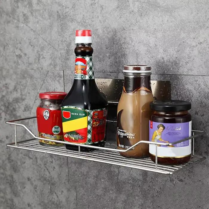 Étagère de rangement murale suspendue en acier inoxydable, sans poinçon, pour cuisine, salle de bain