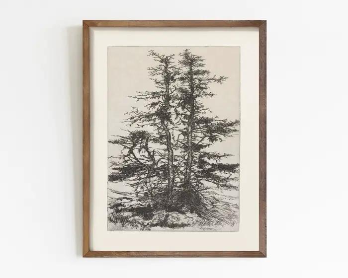 Toile imprimée de croquis Vintage, peinture neutre, galerie éclectique, Art mural, décoration de sal