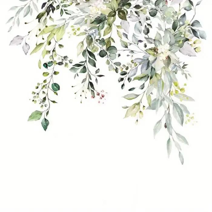 Autocollant Mural fleur plante verte, sparadrap auto-adhésifs pour décoration de salle de bains et d