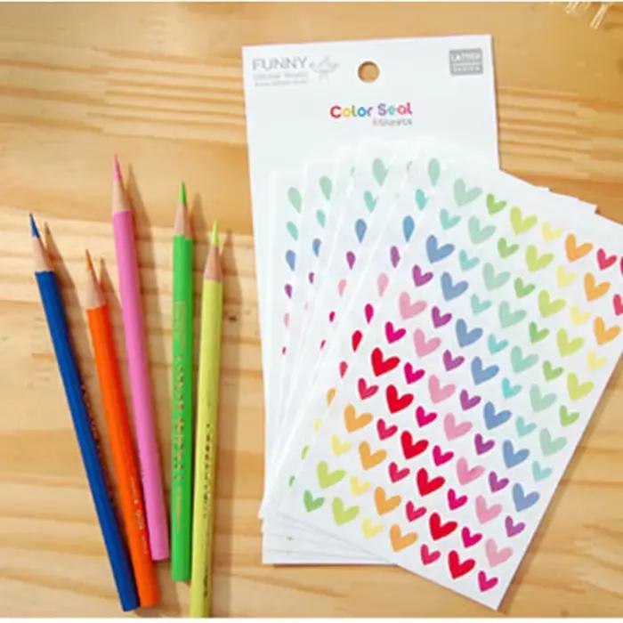 Autocollants décoratifs colorés et mignons, autocollants muraux en forme d'amour, couleur bonbon, po