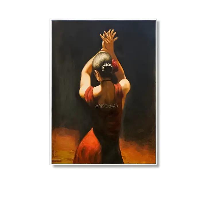 Peintures sur toile suspendues pour hôtel, peinture de danseuse de salon, peinture à l'huile de femm