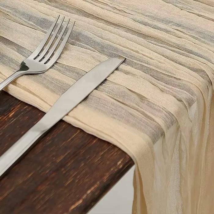 Chemin de table en gaze, décoration de table rustique, style bohème, pour mariage, fête, Noël, 90*18