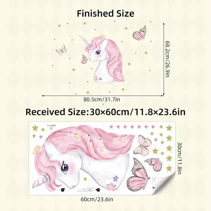 Autocollant mural licorne mignon pour chambre d'enfant, décoration de chambre de bébé, décoration au