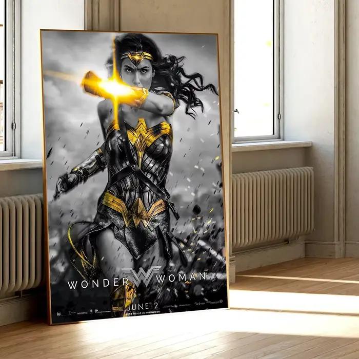 Autocollant Mural avec Imprimé de W Wonder Woman, Affiche Adhésive à Faire Soi-Même, Décor de Barrag