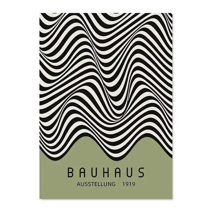 Toile d'art mural minimaliste scandinave Bauhaus, peinture abstraite verte, affiche imprimée, décora
