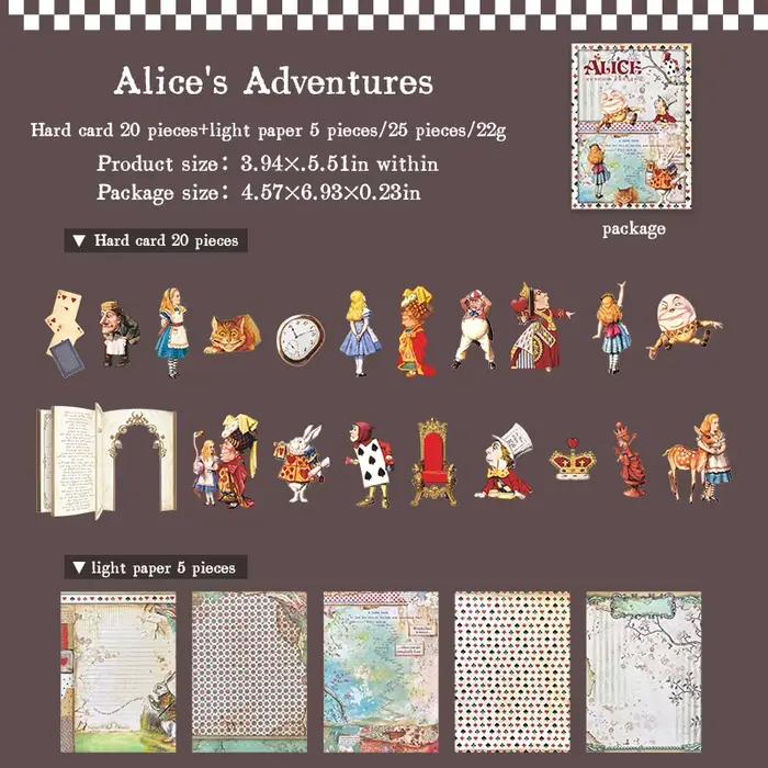 Autocollants de théâtre d'Alice, étiquettes décoratives rétro, matériel de scrapbooking pour journal