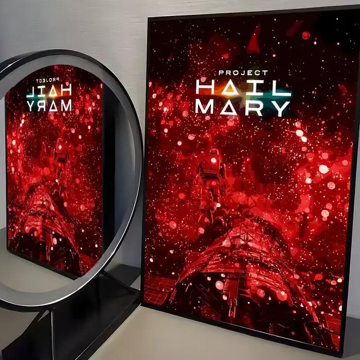P-Project Hail Mary 2026 Affiche de film autocollante imperméable pour décoration murale de bar à do