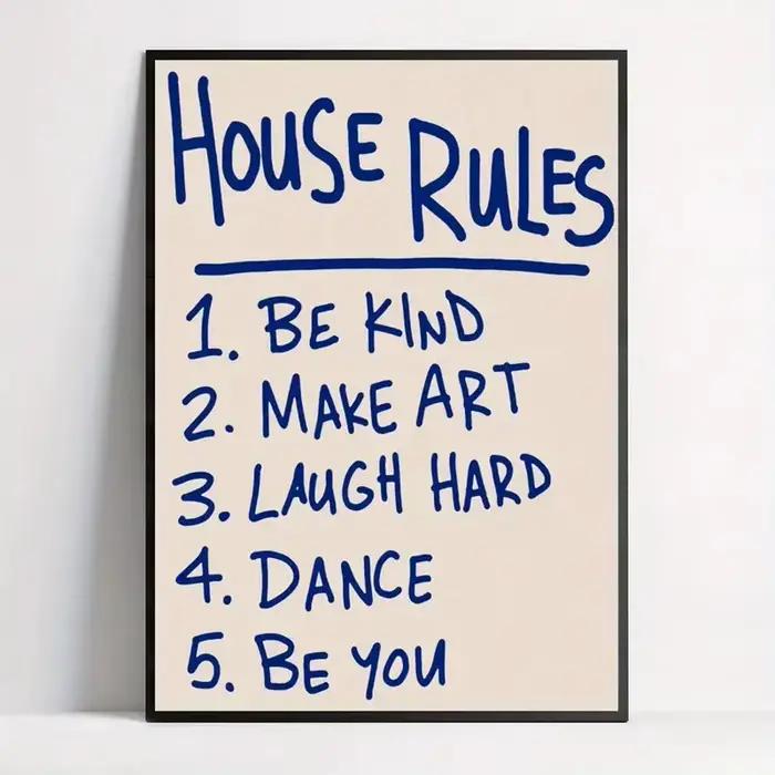 Impression sur toile de règles de maison, affiche artistique murale, image pour salon, chambre à cou