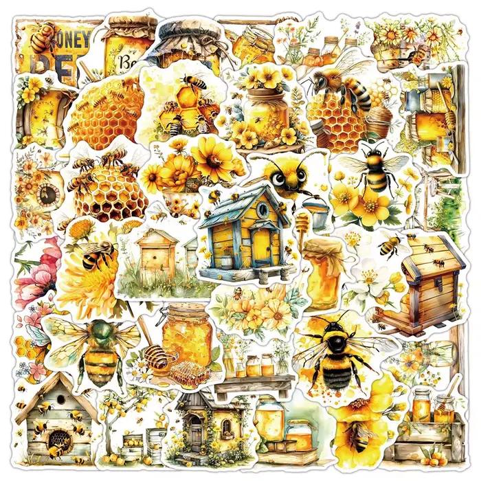 10/30/50 PIÈCES Mignon Abeille Dessin Animé Autocollants Miel Honey Pot Autocollants Étanche BRICOLA