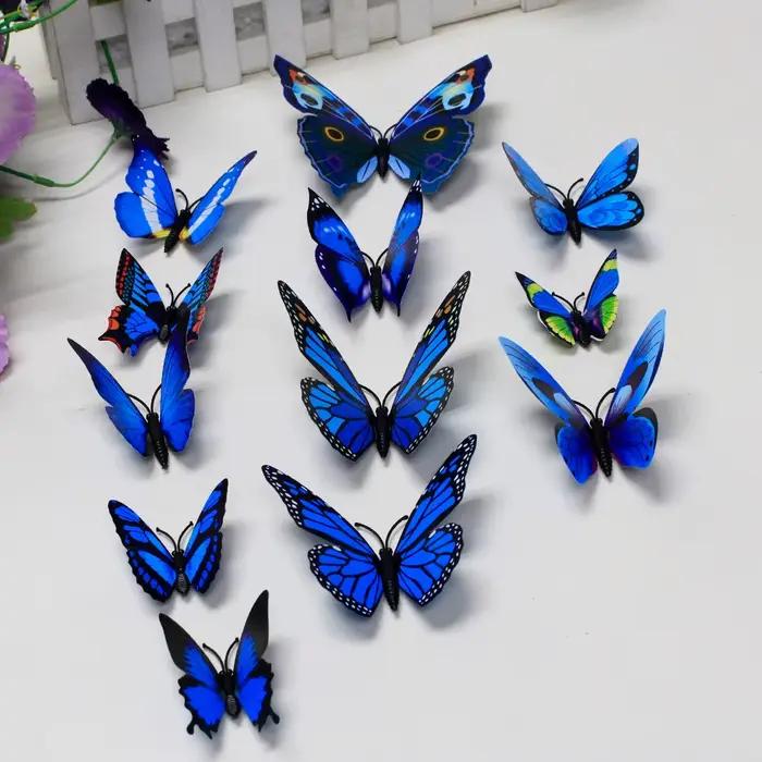 Autocollants papillons 3D, 12 pièces, art mural de chambre, décoration de maison, bricolage