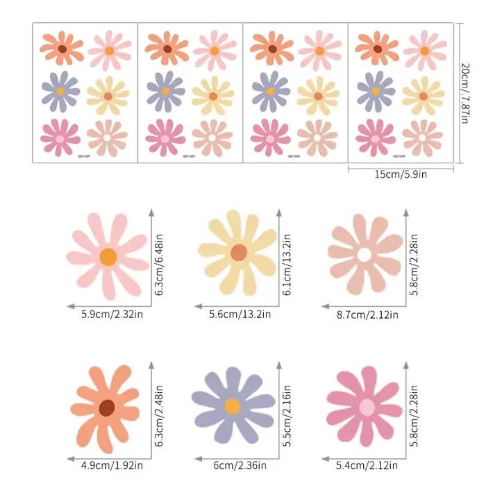 Autocollants muraux floraux marguerite, sparadrap d'art mural en vinyle pour enfants et bébés, décor
