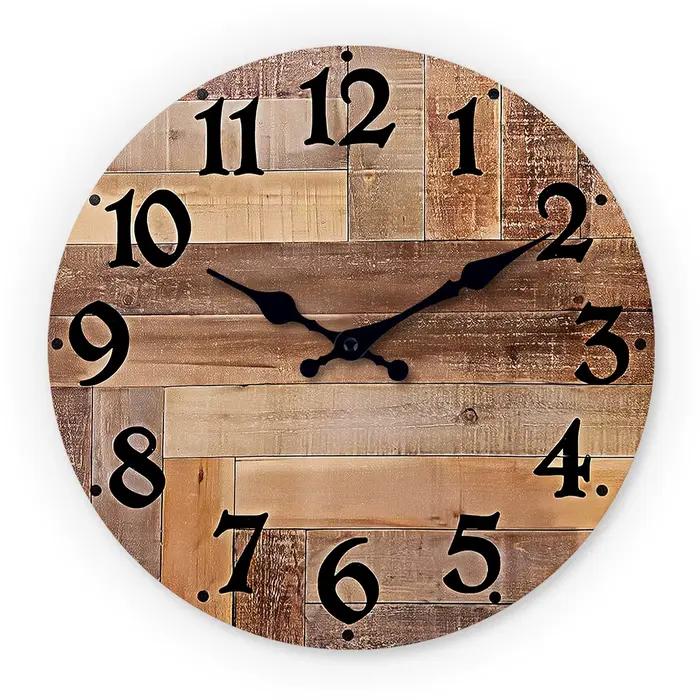 Pays rétro imitation grain de bois texture horloge murale en bois salon chambre cuisine décoration d