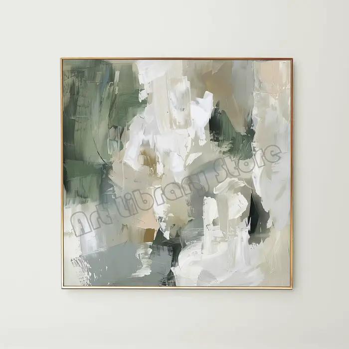 Peinture sur toile abstraite contemporaine beige neutre, affiche murale minimaliste nordique, images