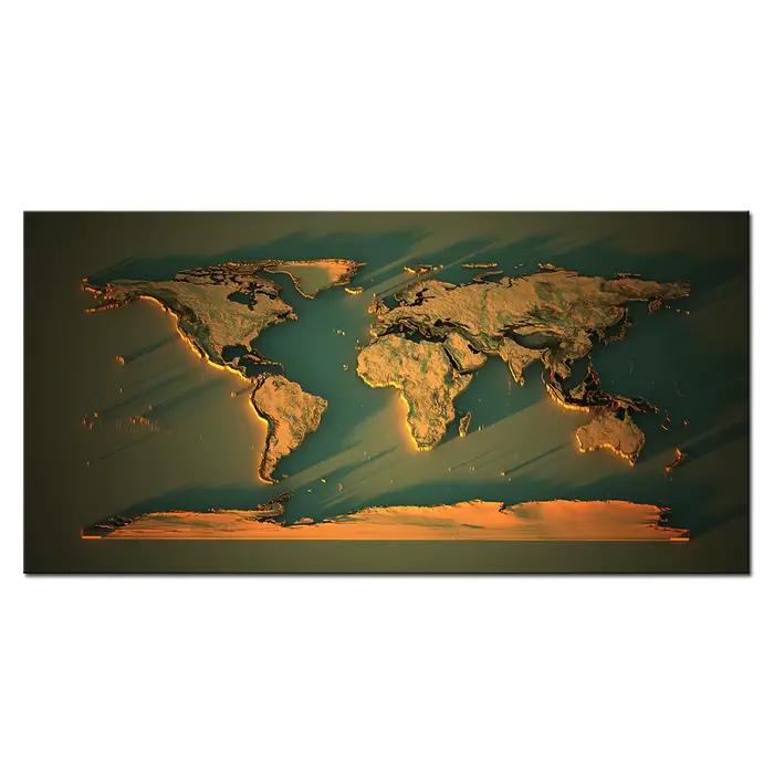Affiches de carte du monde d'art moderne, imprimés HD, peinture sur toile Non tissée, image murale, 