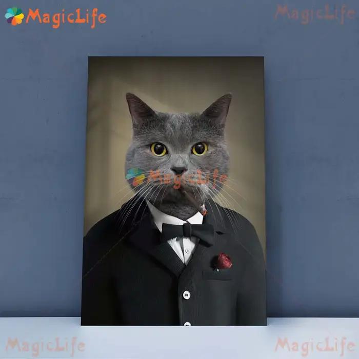 Lady princesse chien Animal Photo chat fille photos murales pour salon nordique affiche mur Art toil