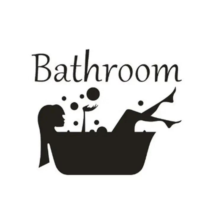 Autocollant mural auto-adhésif pour salle de bain – Design de baignoire et de bulles, décoration con