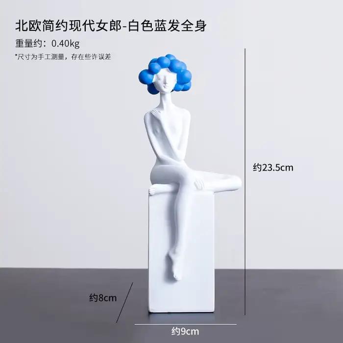 Sculpture de figurine d'art moderne noir et blanc, accessoires de décoration pour la maison, figurin