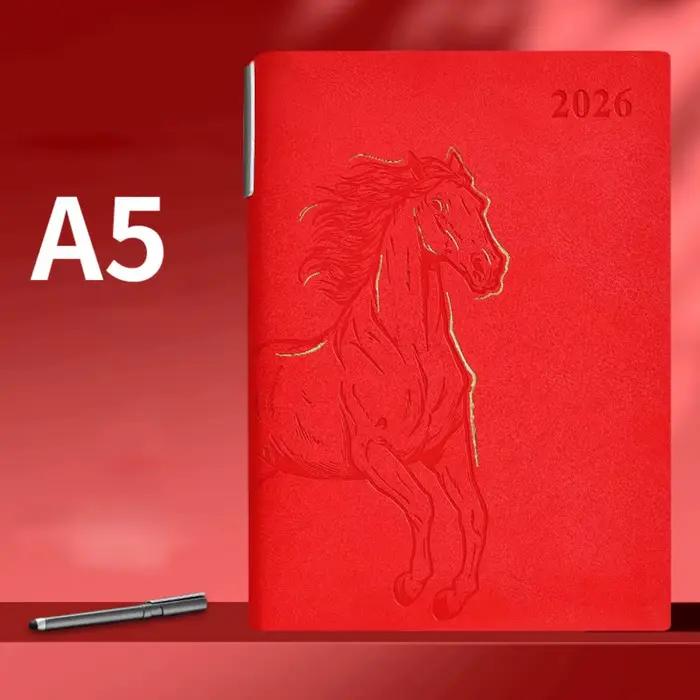 Bloc-notes avec calendrier 365 jours par jour 2026, livre de Plan d'une Page, année du cheval, liste