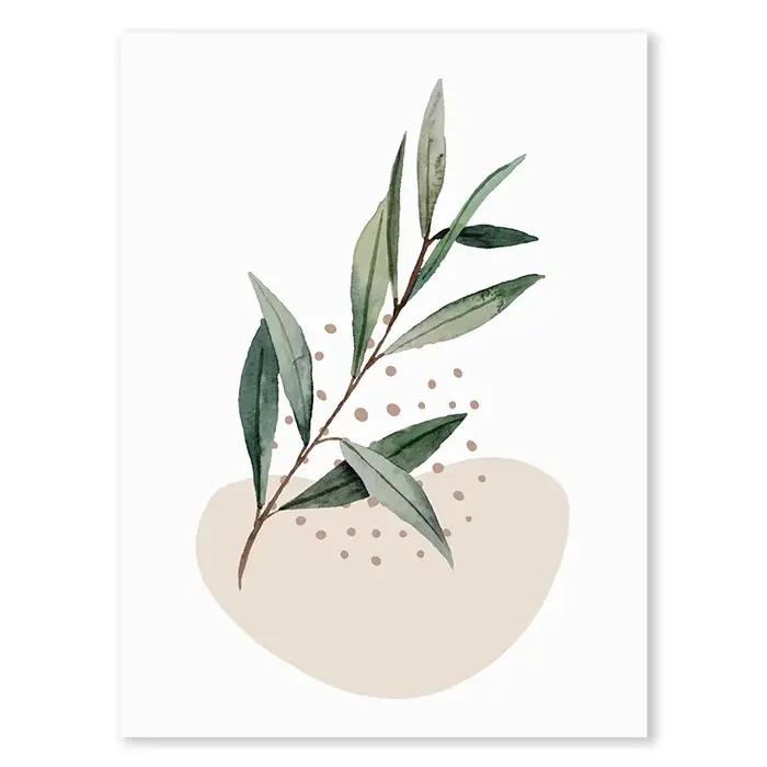 Toile de peinture bohème vert sauge, affiches nordiques abstraites, feuilles de plantes, images mura