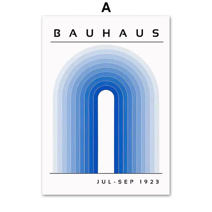 Peintures sur toile bleues Bauhaus de style moderne du milieu du siècle, affiches et impressions d'a