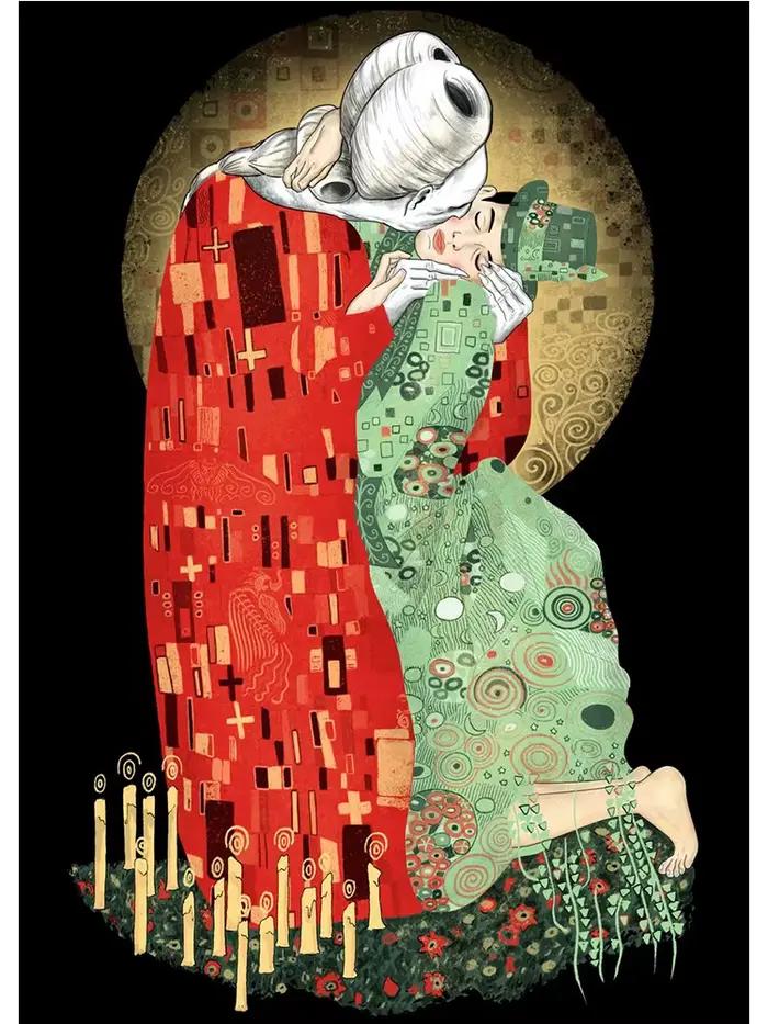 Artiste Gustav Klimt Collection classique le baiser peinture à l'huile abstraite toile impression af