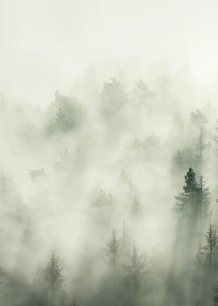 Affiche murale imprimée abstraite de montagne vert sauge, aquarelle moderne, paysage naturel, forêt,