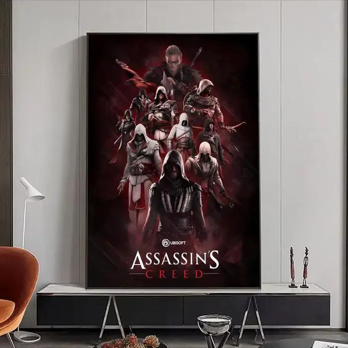Affiche de jeu A-Assassins Creed HD, auto-adhésive, étanche, Art mural, idéal pour la maison, le bur