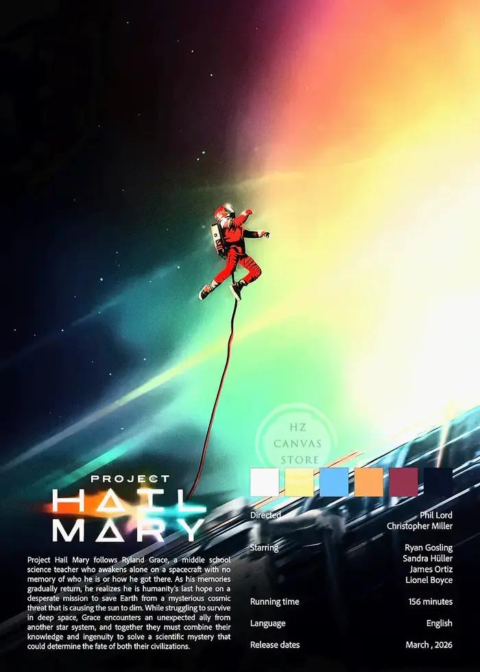 Affiche de film Project Hail Mary, impression sur toile de film science-fiction, décoration murale s