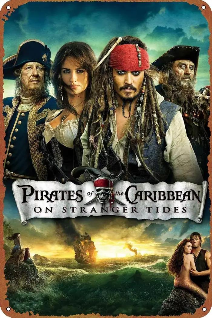 Pirates des Caraïbes : On Stranger Tides – Affiche de film vintage en métal pour la maison, le jardi